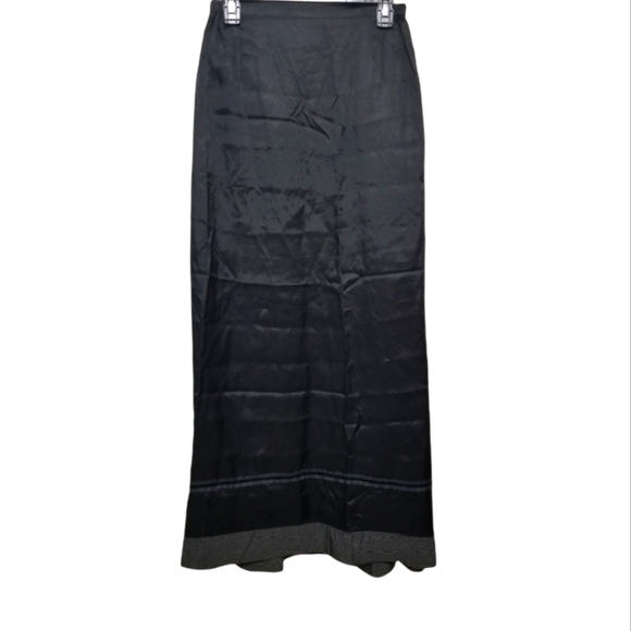 Krista Larson Elastic Waist Black Acetate Long Full Skirt One Size - Picture 1 of 10